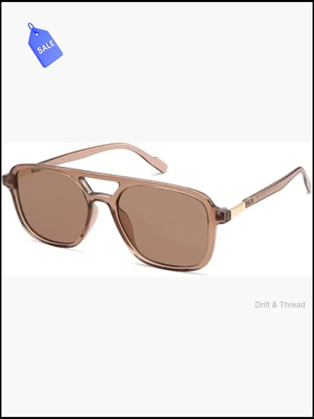 Retro Aviator Sunglasses UV400 Protection Lightweight Unisex Rectangle Shades